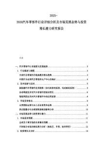 2025-2030汽车零部件行业详细分析及市场发展态势与投资增长潜力研究报告