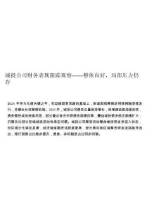 城投公司財務表現跟蹤觀察——整體向好，局部壓力仍存  202607