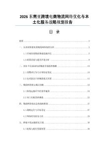 2026东南亚跨境电商物流网络优化与本土化服务战略规划报告