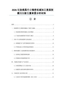2026轮胎模具行业精密机械加工表面脱模剂创新发展背景分析材料