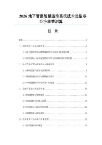 2026地下管廊智慧運維系統技術選型與經濟收益測算