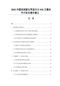 2026中國光刻膠化學品行業ESG發展水平評估與提升建議
