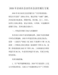 2026年企業社會責任社會責任履行方案