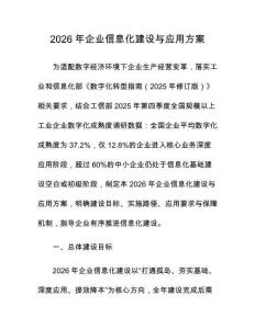 2026年企业信息化建设与应用方案