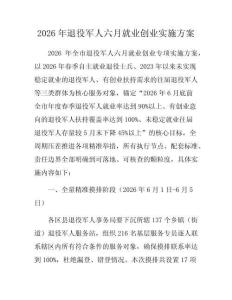 2026年退役军人六月就业创业实施方案
