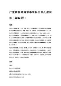 嚴重精神障礙肇事肇禍應急處置規范（2023版）
