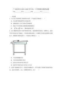 广东省惠州市2025-2026学年高二下学期期末物理试题（含答案）