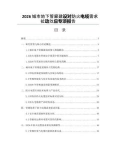 2026城市地下管廊建設對防火電纜需求拉動效應專項報告