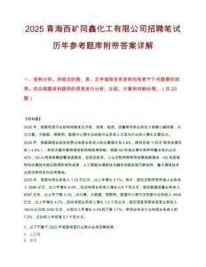 2025青海西礦同鑫化工有限公司招聘筆試歷年參考題庫附帶答案詳解