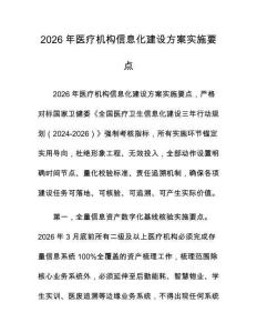 2026年医疗机构信息化建设方案实施要点