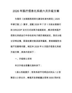2026年醫(yī)療信息化系統(tǒng)六月升級方案