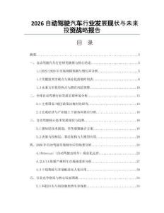 2026自動駕駛汽車行業發展現狀與未來投資戰略報告