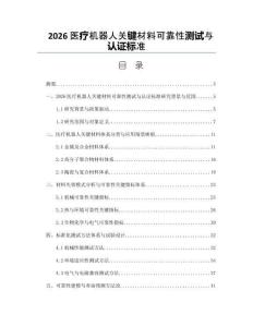 2026醫療機器人關鍵材料可靠性測試與認證標準