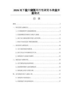 2026地下鹽穴儲(chǔ)氫可行性研究與商業(yè)開發(fā)模式