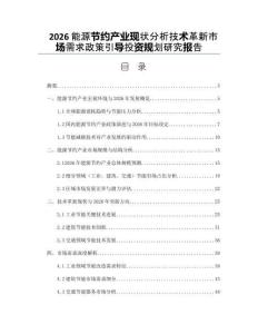 2026能源节约产业现状分析技术革新市场需求政策引导投资规划研究报告