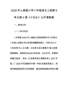 2026年人教版小學二年級語文上冊第9單元第4課《小石頭》公開課教案