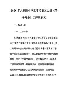 2026年人教版小學三年級語文上冊《荷葉母親》公開課教案