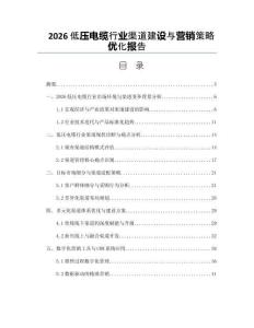 2026低壓電纜行業渠道建設與營銷策略優化報告
