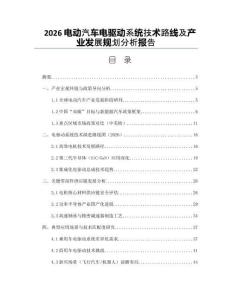 2026電動汽車電驅動系統技術路線及產業發展規劃分析報告