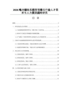2026電池儲能系統管理單元行業人才需求與人力資源戰略研究
