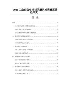 2026工業(yè)自動化控制系統(tǒng)集成商發(fā)展路徑研究