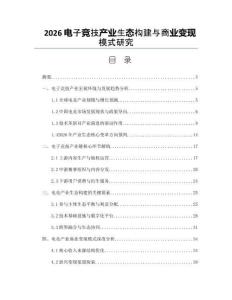 2026電子競技產業(yè)生態(tài)構建與商業(yè)變現(xiàn)模式研究