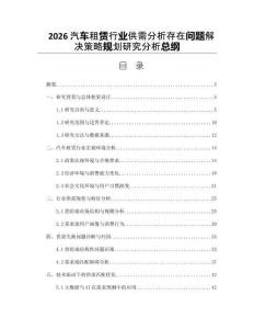 2026汽車租賃行業(yè)供需分析存在問(wèn)題解決策略規(guī)劃研究分析總綱