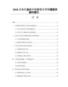 2026大米行业碳中和路径与可持续发展战略报告