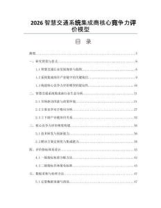 2026智慧交通系統集成商核心競爭力評價模型