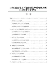 2026能源化工行業安全生產管理體系優化與經濟效益評估