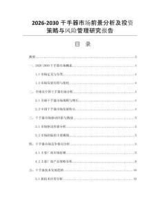 2026-2030干手器市场前景分析及投资策略与风险管理研究报告