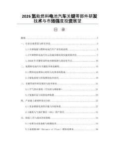 2026氢能燃料电池汽车关键零部件研发技术与市场强度投资展望
