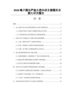 2026電子競技產業生態構建及變現渠道優化研究報告