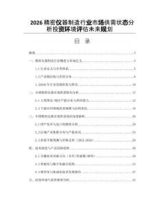 2026精密仪器制造行业市场供需状态分析投资环境评估未来规划