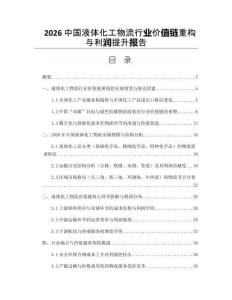 2026中国液体化工物流行业价值链重构与利润提升报告