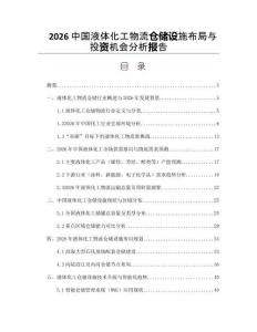 2026中国液体化工物流仓储设施布局与投资机会分析报告