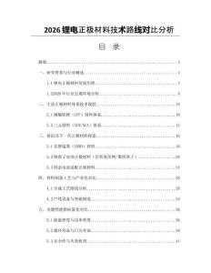 2026锂电正极材料技术路线对比分析
