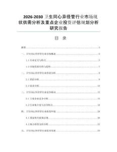 2026-2030卫生同心异径管行业市场现状供需分析及重点企业投资评估规划分析研究报告