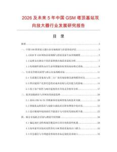 2026及未来5年中国GSM塔顶基站双向放大器行业发展研究报告