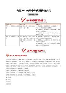 专题04 传承中华优秀传统文化（5年汇编）（重庆专用）（原卷版）