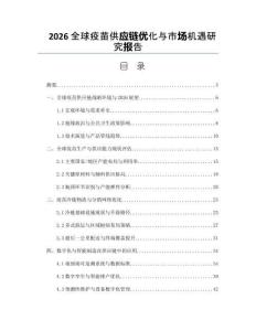2026全球疫苗供应链优化与市场机遇研究报告