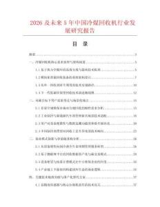 2026及未来5年中国冷煤回收机行业发展研究报告