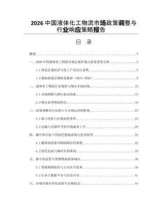 2026中国液体化工物流市场政策调整与行业响应策略报告