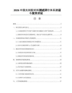 2026中国光刻胶材料测试评价体系建设与发展建议