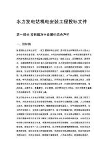 水力发电站机电安装工程投标文件