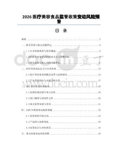 2026医疗美容食品监管政策变动风险预警