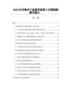 2026跨境電商行業(yè)發(fā)展動態(tài)與投資風險預警報告