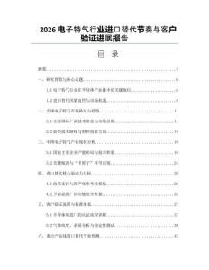 2026電子特氣行業進口替代節奏與客戶驗證進展報告