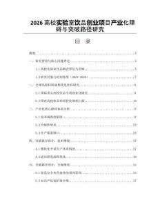 2026高校实验室饮品创业项目产业化障碍与突破路径研究