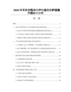 2026体育旅游热潮中户外应急防护设备市场缺口分析